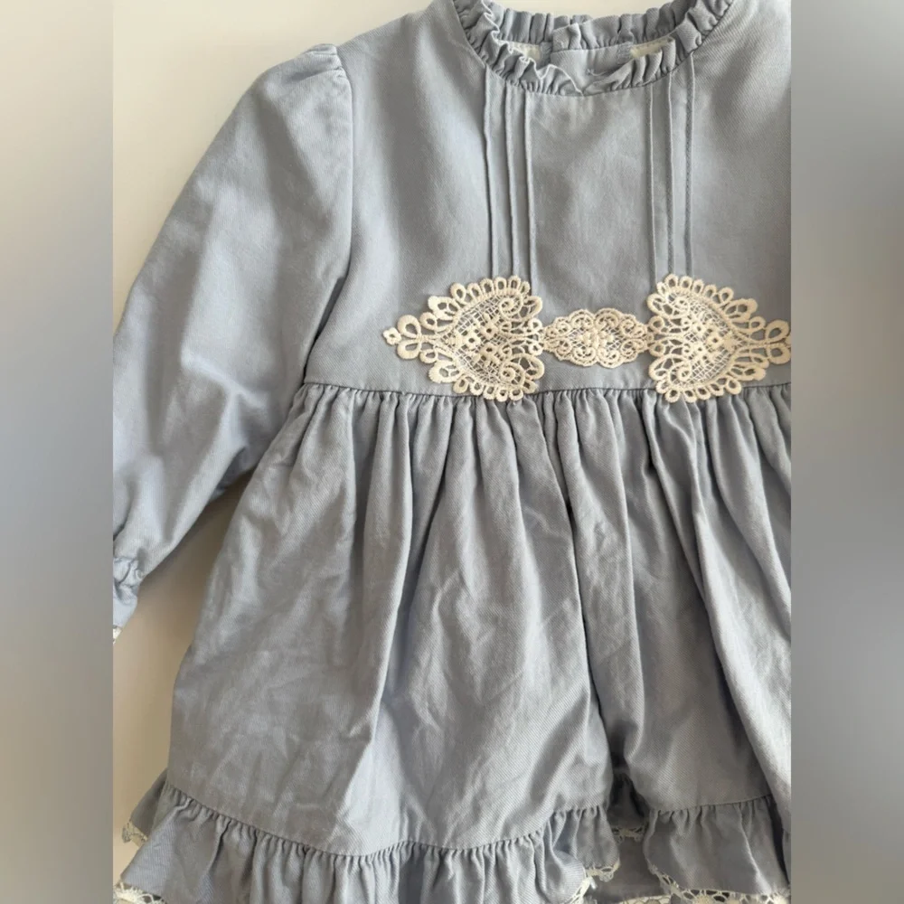 Miranda 18M Blue Ruffled Dress with Lace Detail - Picture 5 of 5